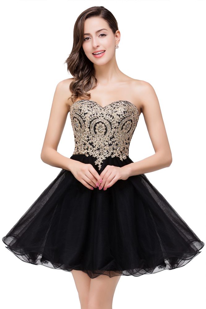 A Line Lace Appliques Sweetheart Short Formal Dress