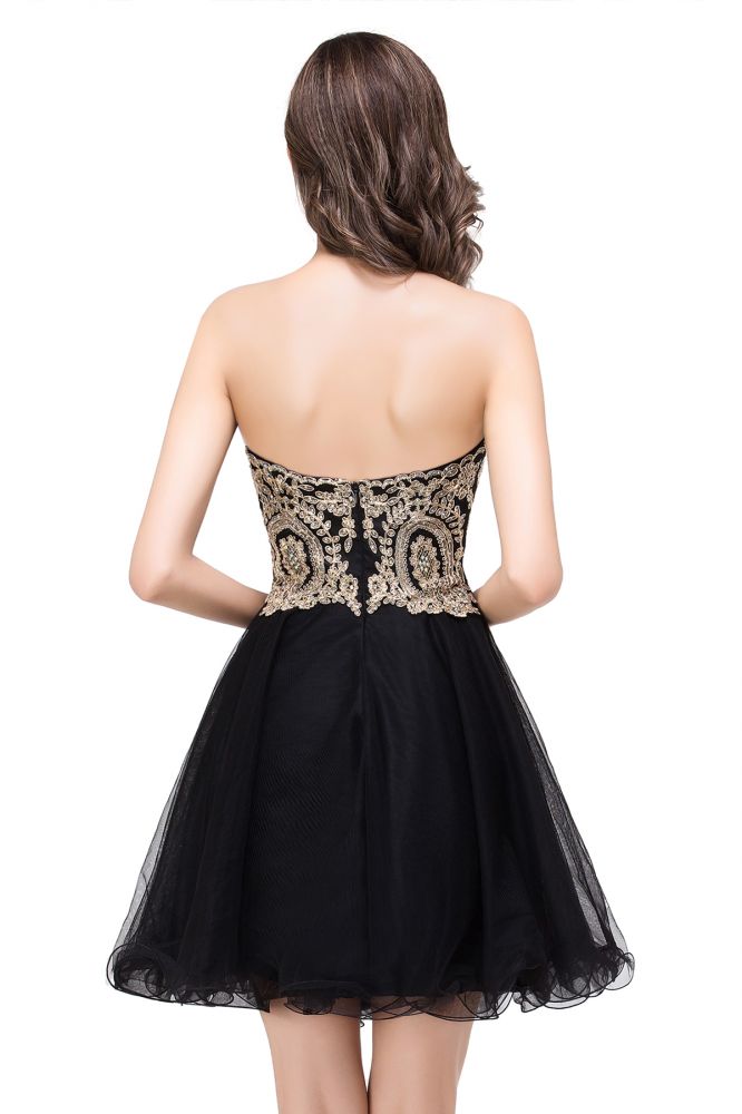 A Line Lace Appliques Sweetheart Short Formal Dress