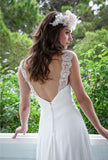 A-Line Lace Summer Beach Weddding Dresses Open Back Sleeveless Bridal Gowns
