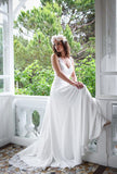 A-Line Lace Summer Beach Weddding Dresses Open Back Sleeveless Bridal Gowns