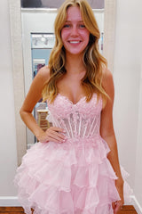 A-Line Light Blue Homecoming Dresses Sweetheart Corset Short Cocktail Dresses with Ruffles