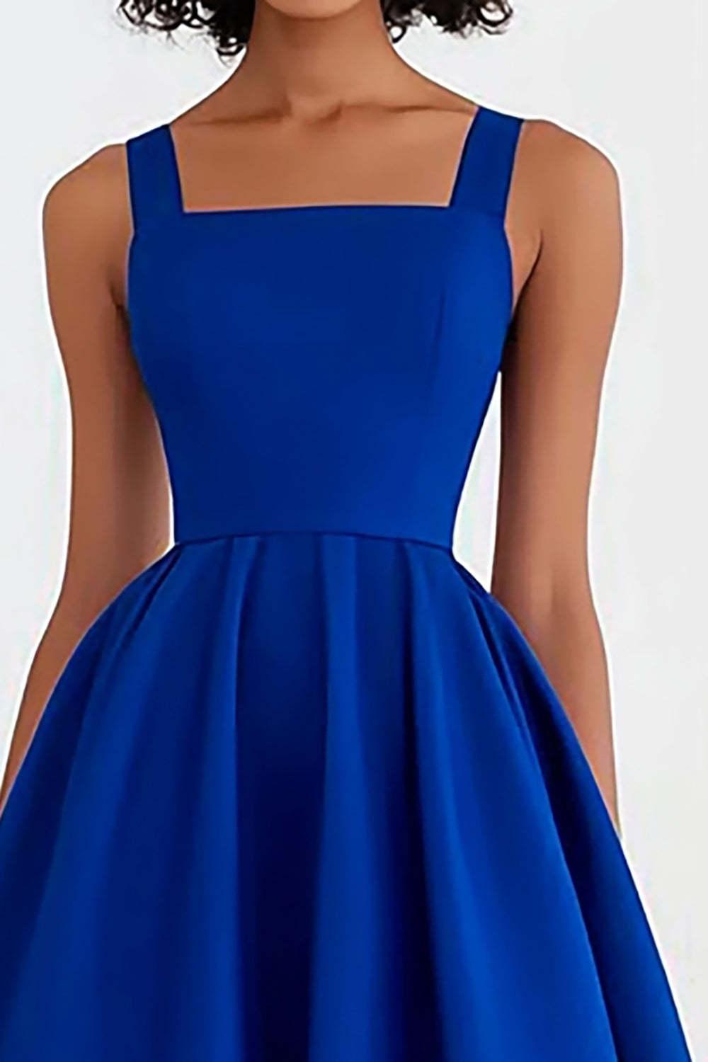 Suzhoufashion A Line Royal Blue Wedding Guest Dress Square Neck Knee-Length Formal Dress