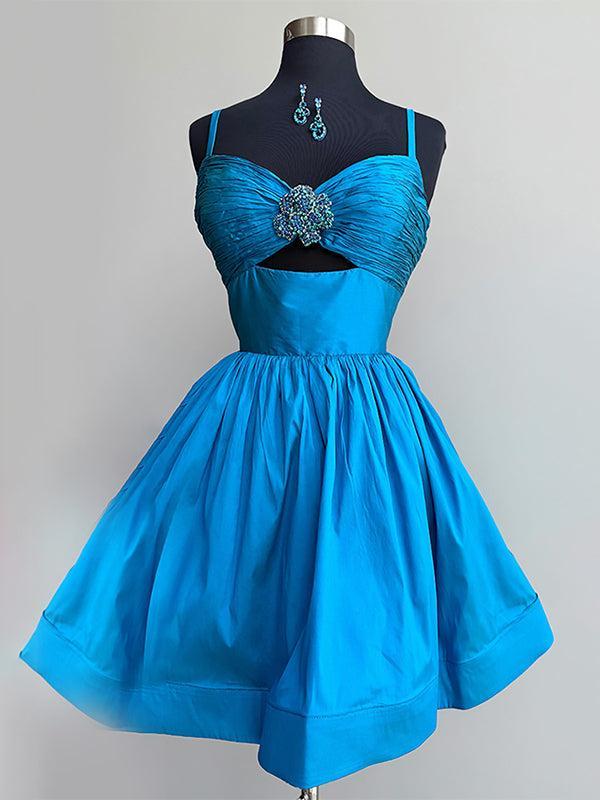 A Line Ruched Short Beaded Homecoming Dress