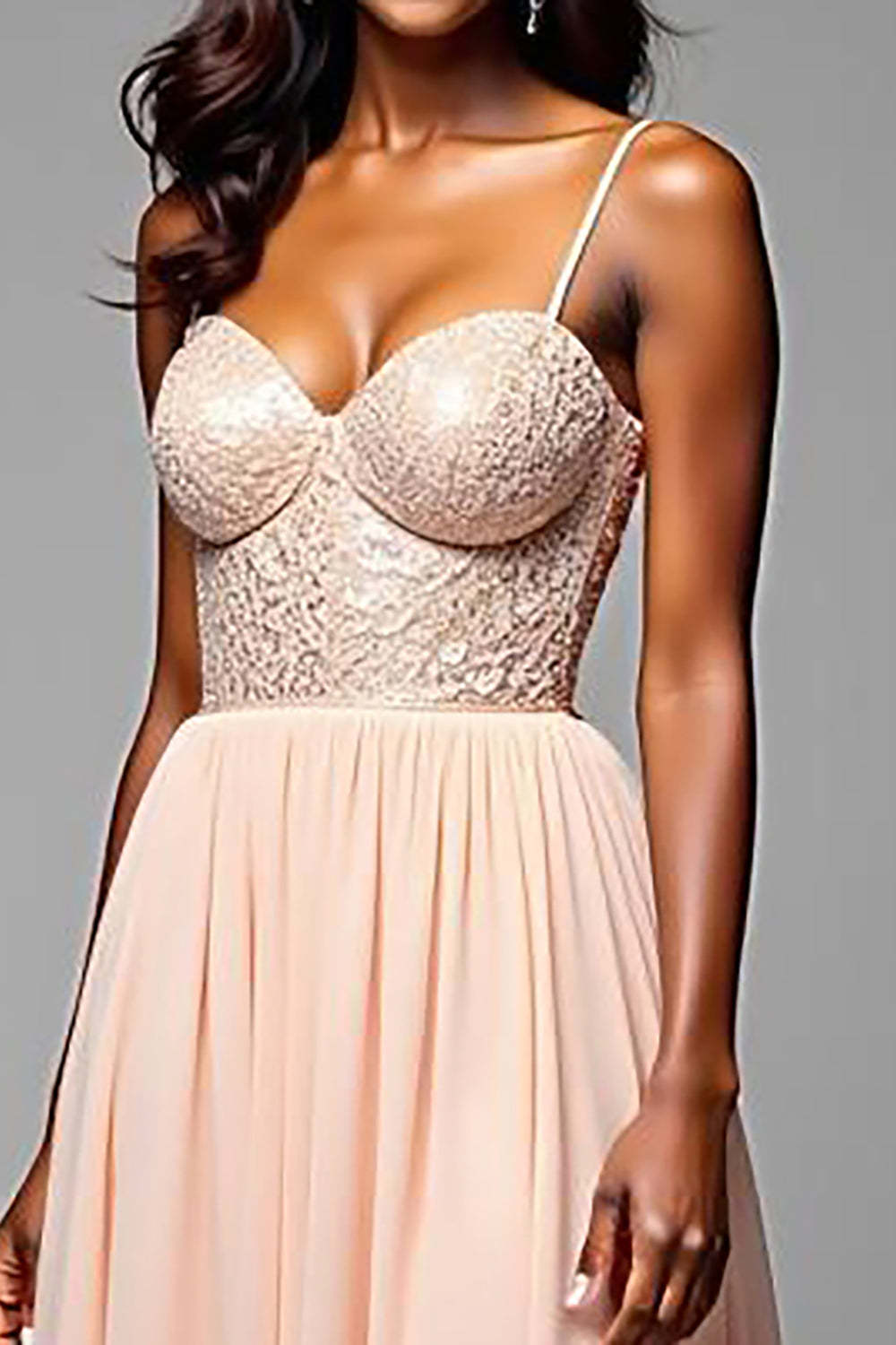 A Line Sweetheart Champagne Wedding Guest Dress Long Formal Dress
