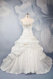 A-Line Wedding Dresses with Gold Appliques Strapless Bridal Gowns with Ruffles