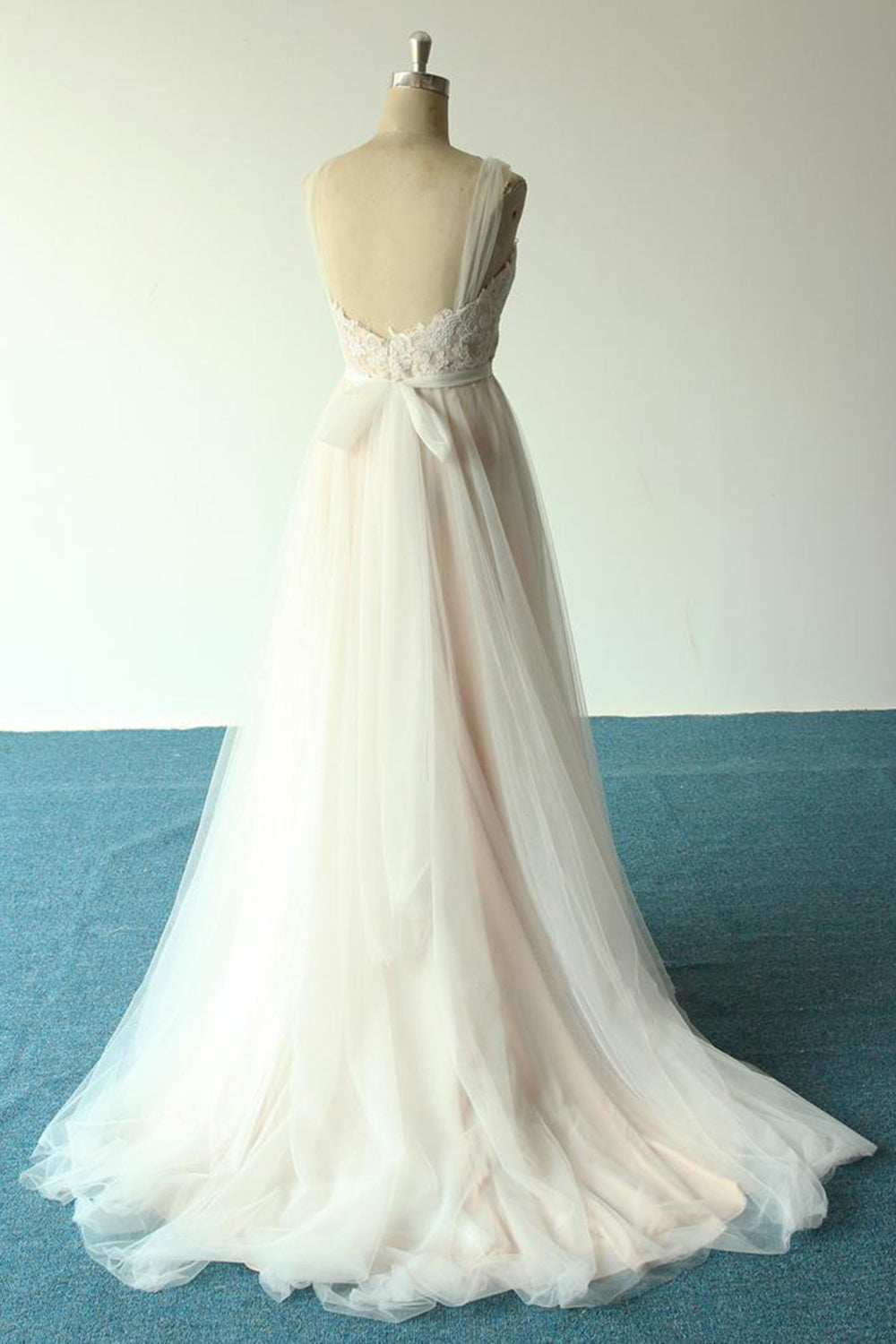Affordable Jewel Sleeveless A-line Wedding Dress | Tulle Lace Bridal Gowns