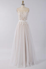 Affordable Sleeveless Jewel Appliques Wedding Dress | Tulle Ruffles A-line Bridal Gowns