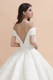 Affordable Straps White Tulle Wedding Dress | Appliques Lace A-line Bridal Gowns