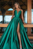 Allering V-Neck Strapless Ruffle Prom Dress with Front Slit On Sale