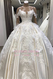 Amazing Appliques Satin Ball-Gown Off-the-shoulder Feathers Wedding Dresses