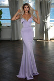 Amazing Lavender Spaghetti Straps Mermaid Holiday Dress Long Modern Glitter Prom Dresses