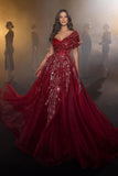 Amazing Long Red Sweetheart A-line Evening Prom Dresses With Feather