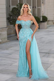 Amazing Sweetheart Lace Split Front Evening Prom Dresses With Beading