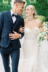 Amazing Sweetheart Mermaid Sleeveless Beach Bridal Dresses With Lace Appliques