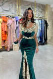 Amazing Velvet Long Evening Dress Elegant Lace Sleeveless Prom Dress Split Long