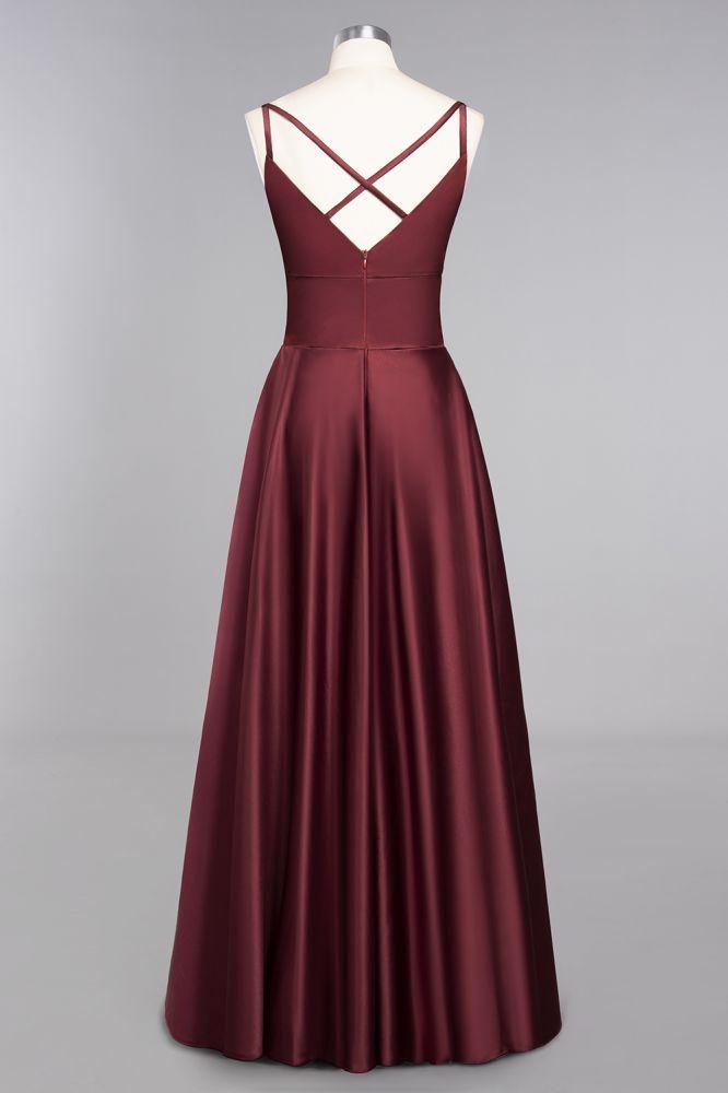 Amzing Burgundy Evening Maxi Dress Charming V-Neck Backless Wedding Party Dress
