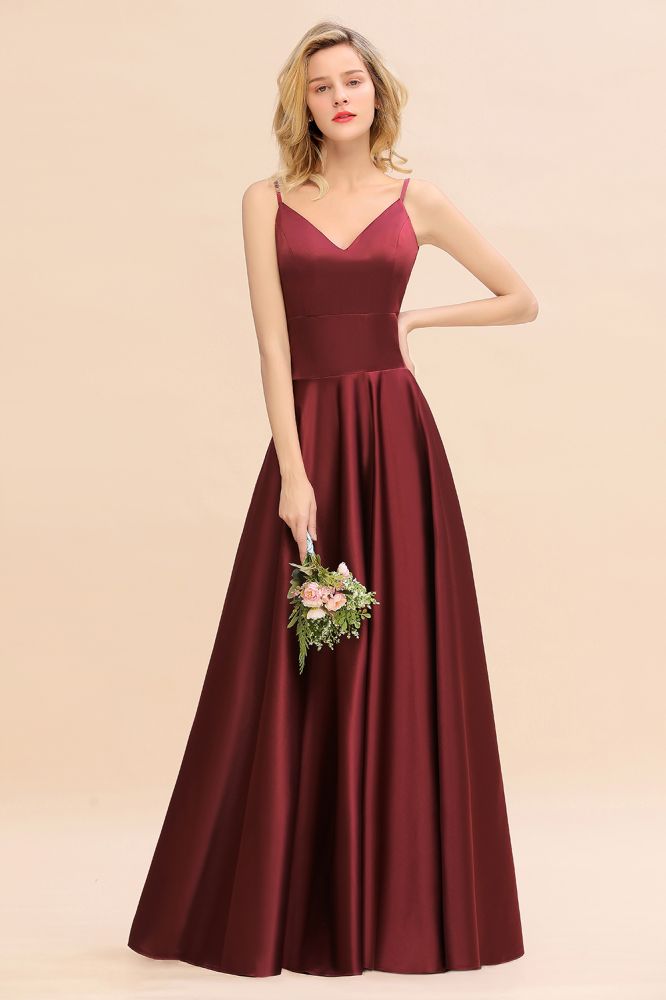 Amzing Burgundy Evening Maxi Dress Charming V-Neck Backless Wedding Party Dress