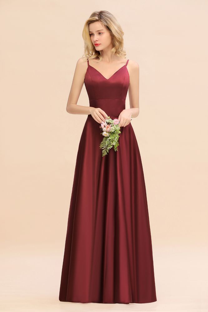 Amzing Burgundy Evening Maxi Dress Charming V-Neck Backless Wedding Party Dress