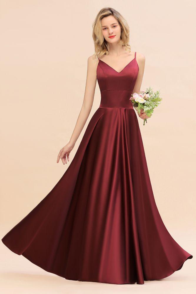 Amzing Burgundy Evening Maxi Dress Charming V-Neck Backless Wedding Party Dress