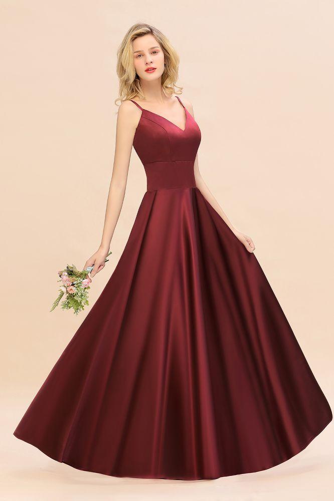 Amzing Burgundy Evening Maxi Dress Charming V-Neck Backless Wedding Party Dress