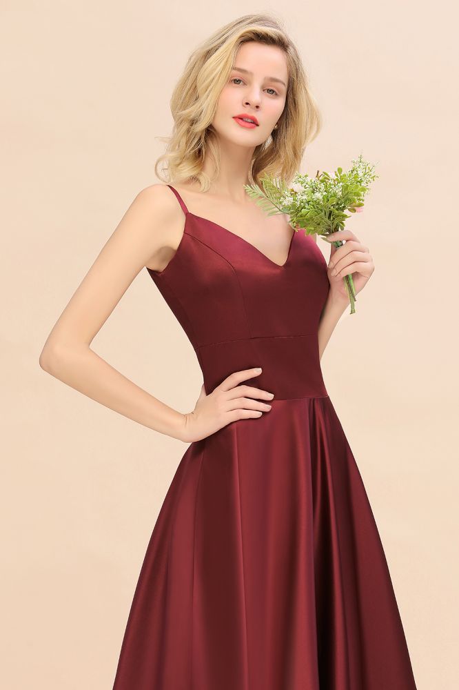 Amzing Burgundy Evening Maxi Dress Charming V-Neck Backless Wedding Party Dress