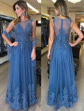 Applique Zipper A-Line Floor Length Evening Dress Sleeveless Elegant Tulle Prom Dresses