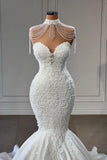 Appliques Lace Sweetheart Sleeveless Mermaid Wedding Dresses
