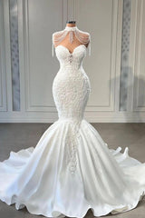 Appliques Lace Sweetheart Sleeveless Mermaid Wedding Dresses