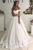 Appliques Off-the-shoulder Elegant A-line Floor-Length Wedding Dresses