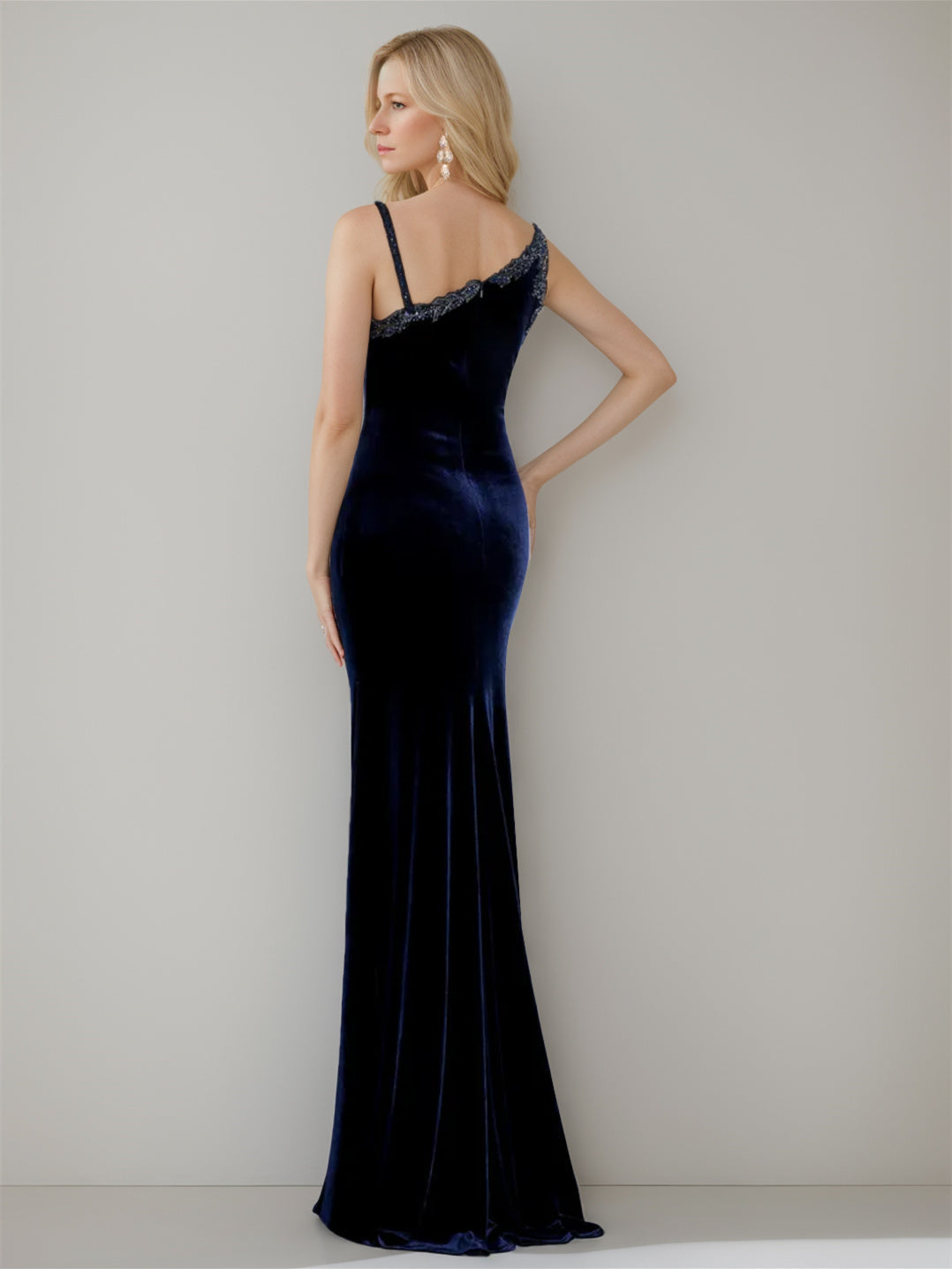Asymmetrical Sleeveless Long Mermaid Trumpet Mother of the Bride Dress with Side Split