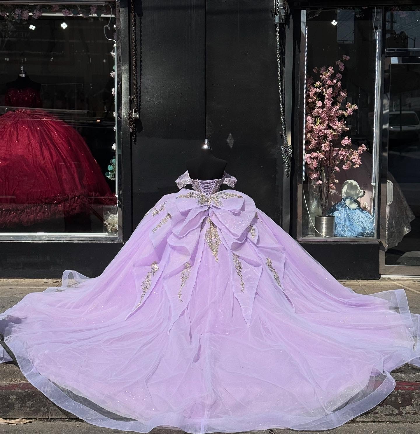 Ball Gown Off Shoulder Sleeveless Beaded Pleated Gold Sequins Sparkly Lilac Tulle Quinceanera Dress Birthday Party Dress Evening Formal Gown For Sweet 16
