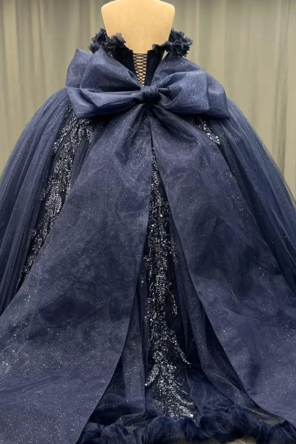navy birthday ball dress Veaul 2026 Sparkly Navy Blue Beading Tassel Sequins Birthday Flower Girl Dresses 2024 Ball Gown