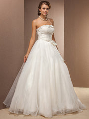 Ball Gown Wedding Dress Strapless Tulle Sleeveless Bridal Gowns On Sale