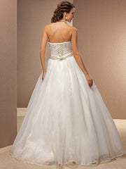 Ball Gown Wedding Dress Strapless Tulle Sleeveless Bridal Gowns On Sale