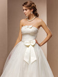 Ball Gown Wedding Dress Strapless Tulle Sleeveless Bridal Gowns On Sale