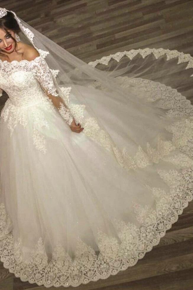 Ball Gown Wedding Dresses Long Sleeves Off Shoulder High Quality Bridal Gowns BA2878