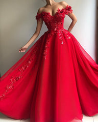 Bateau Tulle Elegant Prom Dresses | Appliques Cap-sleeves Tulle Off-the-shoulder Princess