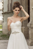 Beading Crystal Chiffon Bridal Dress Sweetheart Lace Elegant Wedding Dress