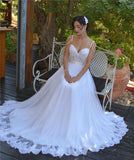 Beading Straps Wedding Dresses A Line Lace Vintage Bridal Dress Long
