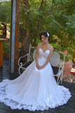 Beading Straps Wedding Dresses A Line Lace Vintage Bridal Dress Long