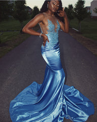 Beads Appliques Mermaid Lavender Prom Dress Sexy Sheer Tulle Sleeveless Prom Gowns Online