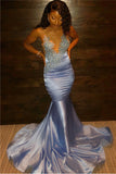 Perlen Applikationen Meerjungfrau Lavendel Abendkleid Sexy | Sheer Tüll Ärmellos Günstige Ballkleider Online
