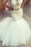 Beads Ruffles Memaid Wedding Dresses | Sleeveless Bridal Gowns Online