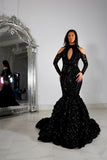 Beautiful Black Lace Long Sleeves Mermaid Prom Dress