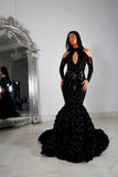 Beautiful Black Lace Long Sleeves Mermaid Prom Dress
