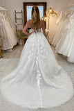 Beautiful Long A-line Sleeveless Split Bridal Gowns With Lace