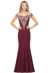 Beautiful Mermaid Off-the-Shoulder Lace Prom Dress Long With Appliques