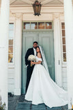 Beautiful White A-line Off-the-shoulder Satin Wedding Dress