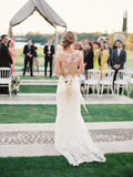 Beautiful White Lace Flower Wedding Dress Popular Sweep Train Formal Plus Size Bridal Gown