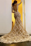 Beauty High Neck Lace Long Sleeve Mermaid Wedding Dresses